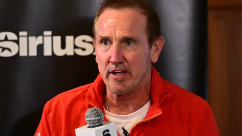 Steve Spagnuolo participates in Sirius XM's NFL Radio Town Hall with Andy Reid and the Kansas City Chiefs at Missouri Western State University on August 13, 2024 in St Joseph, Missouri.