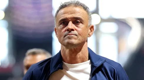 : Luis Enrique, Head Coach of Paris Saint-Germain, looks on prior to the FIFA Club World Cup 2025 quarter-final match between Paris Saint-Germain and FC Bayern München