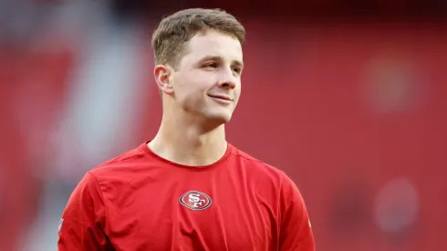 Brock Purdy #13 of the San Francisco 49ers warms up before the NFC Divisional Playoffs against the Green Bay Packers at Levi's Stadium on January 20, 2024 in Santa Clara, California.