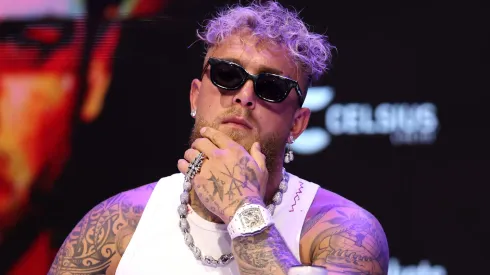 Jake Paul looks on during a press conference at The Avalon on May 14, 2025 in Los Angeles, California.