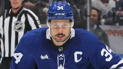 Auston Matthews, captain of the Toronto Maple Leafs, pictured during a 2025 regular season game at Scotiabank Arena, as the team enters a pivotal offseason following Mitch Marner’s departure.