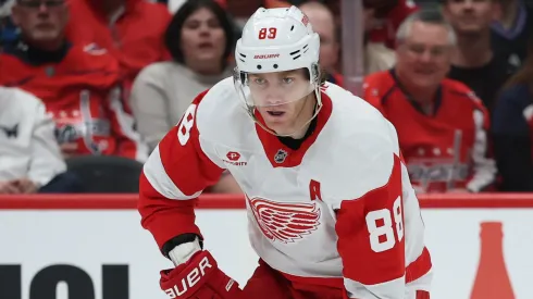 Patrick Kane #88 of the Detroit Red Wings skates against the Washington Capitals at Capital One Arena on March 18, 2025 in Washington, DC.