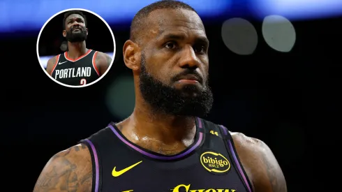 Deandre Ayton and LeBron James #23 of the Los Angeles Lakers.