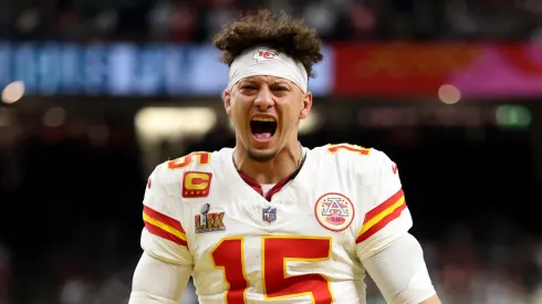 Patrick Mahomes #15 of the Kansas City Chiefs reacts prior to Super Bowl LIX against the Philadelphia Eagles at Caesars Superdome on February 09, 2025 in New Orleans, Louisiana.
