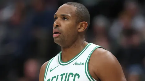 Al Horford #42 of the Boston Celtics plays the Denver Nuggets in the first quarter at Ball Arena.