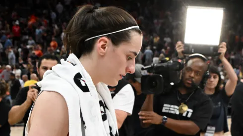 Caitlin Clark of Indiana Fever walks off of the court after a game against the Connecticut Sun