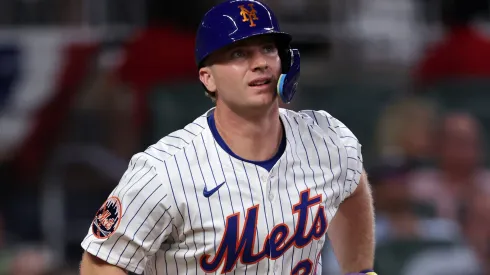 Pete Alonso #20 of the New York Mets hits a three-run home run against the American League during the sixth inning of the MLB All-Star Game at Truist Park on July 15, 2025 in Atlanta, Georgia.
