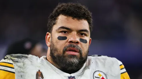 Cameron Heyward #97 of the Pittsburgh Steelers looks on during the first half of the AFC Wild Card Playoff game against the Baltimore Ravens at M&T Bank Stadium on January 11, 2025 in Baltimore, Maryland.