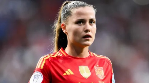 Claudia Pina of Spain looks on during the UEFA Women's Nations League 2024/25 Grp A3 MD6 match between Spain and England at RCDE Stadium on June 03, 2025.