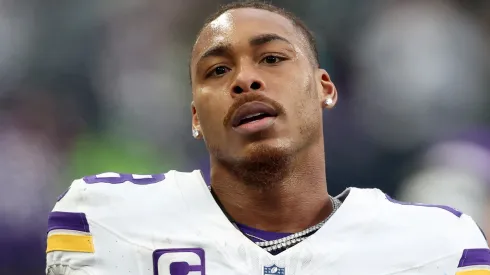 Justin Jefferson #18 of the Minnesota Vikings looks on against the Seattle Seahawks at Lumen Field on December 22, 2024 in Seattle, Washington.