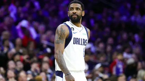 Kyrie Irving #2 of the Dallas Mavericks looks on during the first quarter against the Philadelphia 76ers