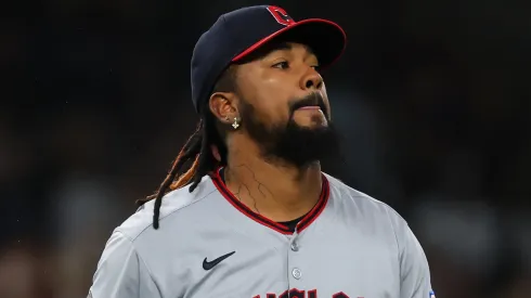Emmanuel Clase during a game with the Cleveland Guardians prior to being sidelined amid MLB's ongoing gambling investigation.