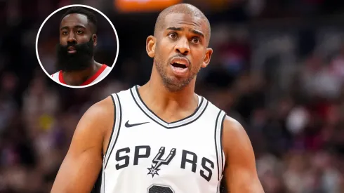 Chris Paul #3 of the San Antonio Spurs looks on against the Toronto Raptors during the first half at Scotiabank Arena.