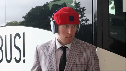 Patrik Laine #92 of the Montreal Canadiens arrives for the game against the Florida Panthers at Amerant Bank Arena on March 30, 2025 in Sunrise, Florida.
