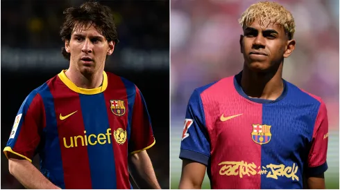 Lionel Messi during his time with Barcelona and Lamine Yamal against Real Madrid CF.