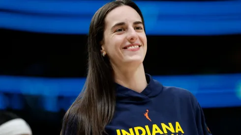 Caitlin Clark #22 of the Indiana Fever looks on before the game against the Dallas Wings at American Airlines Center on August 1, 2025 in Dallas, Texas.