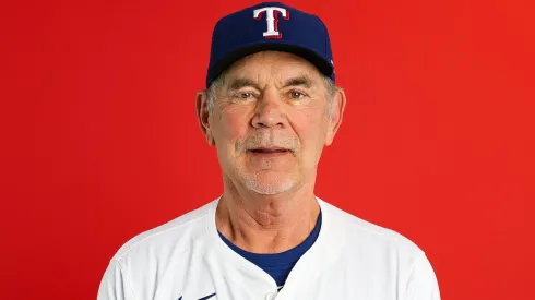 Bruce Bochy #15 of the Texas Rangers poses for a portrait during photo day at Surprise Stadium on February 19, 2025.