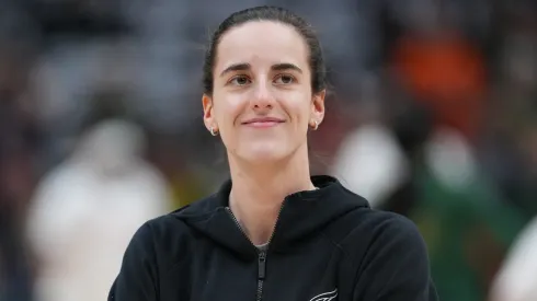 Caitlin Clark #22 of the Indiana Fever looks on before the game against the Seattle Storm at Climate Pledge Arena on August 03, 2025 in Seattle, Washington.