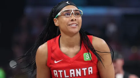 Allisha Gray #15 of the Atlanta Dream competes in the Kia WNBA Skills Challenge during the 2025 AT&T WNBA All-Star weekend at Gainbridge Fieldhouse on July 18, 2025.