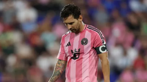 Lionel Messi of Inter Miami reacts during the MLS match against New York Red Bulls