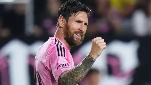 Lionel Messi #10 of Inter Miami CF celebrates after scoring the team's second goal during the MLS match between Inter Miami CF and Nashville SC