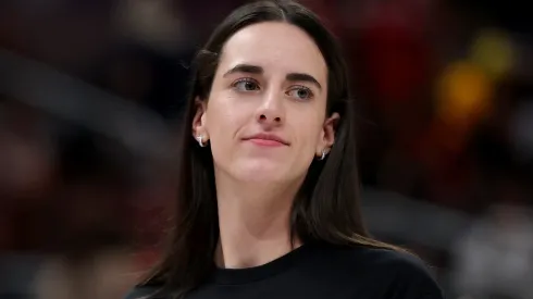 Caitlin Clark #22 of the Indiana Fever wears a shirt saying "Pay us what you owe us" prior to the 2025 AT&T WNBA All-Star Game at Gainbridge Fieldhouse on July 19, 2025 in Indianapolis, Indiana.