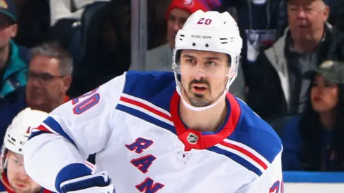 Chris Kreider on the ice, preparing for a new chapter after his trade from the New York Rangers to the Anaheim Ducks.