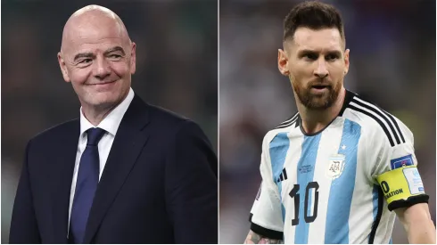 FIFA President Gianni Infantino and Lionel Messi of Argentina during the FIFA World Cup Qatar 2022.