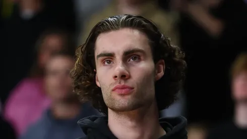 Josh Giddey watches the match between Australian Boomers and University Of Colorado Buffaloes at Gold Coast Sports and Leisure Centre