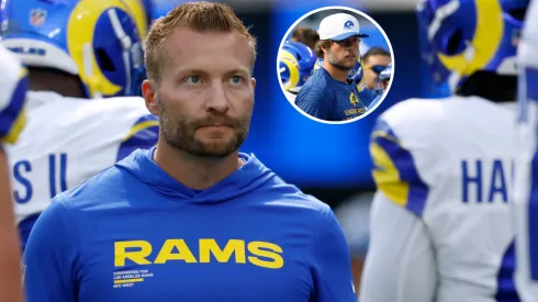 Head coach Sean McVay of the Los Angeles Rams and QB veteran Matthew Stafford #9.