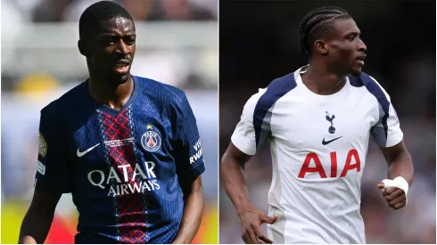Ousmane Dembele of Paris Saint-Germain and Mohammed Kudus of Tottenham Hotspur.