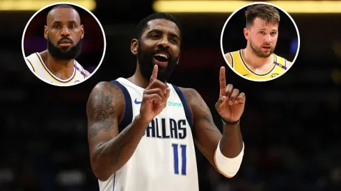Kyrie Irving #11 of the Dallas Mavericks reacts during the game against the New Orleans Pelicans at Smoothie King Center.