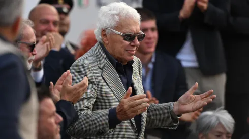 Former Italian tennis star Nicola Pietrangeli is given a round of applause on Day 14 of the Internazionali BNL D'Italia 2024 at Foro Italico.
