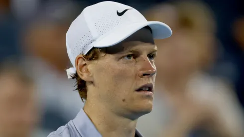 Jannik Sinner of Italy plays Gabriel Diallo of Canada during the Cincinnati Open at Lindner Family Tennis Center.