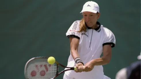 Natasha Zvereva in action on the court during the Toshiba Tennis Classic in La Costa, California.