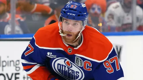 Connor McDavid #97 of the Edmonton Oilers skates against the Florida Panthers during Game Five of the 2025 NHL Stanley Cup Final at Rogers Place on June 14, 2025 in Edmonton, Alberta, Canada.