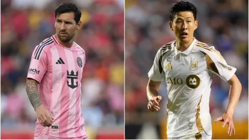 Lionel Messi #10 of Inter Miami CF and Son Heung-Min #7 of Los Angeles FC.