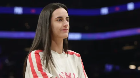 Caitlin Clark #22 of the Indiana Fever before the WNBA game against the Phoenix Mercury at PHX Arena on August 07, 2025 in Phoenix, Arizona.