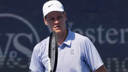 Jannik Sinner of Italy reacts after winning a point during the match against Térence Atmane of France during Day 10 of the Cincinnati Open at the Lindner Family Tennis Center on August 16, 2025 in Mason, Ohio.
