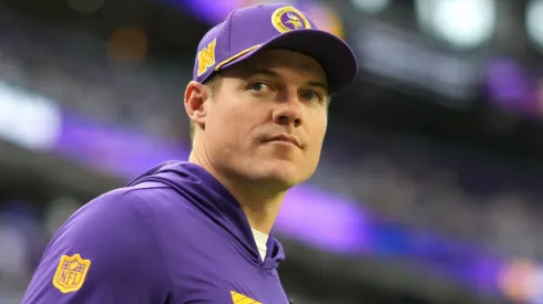 Head coach Kevin O'Connell of the Minnesota Vikings looks on prior to a game against the Green Bay Packers.