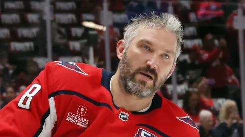 Alex Ovechkin #8 of the Washington Capitals at Capital One Arena on May 15, 2025 in Washington, DC.