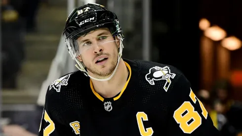 Sidney Crosby looks on against the New York Rangers.