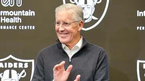 Pete Carroll is introduced as the head coach of the Las Vegas Raiders.