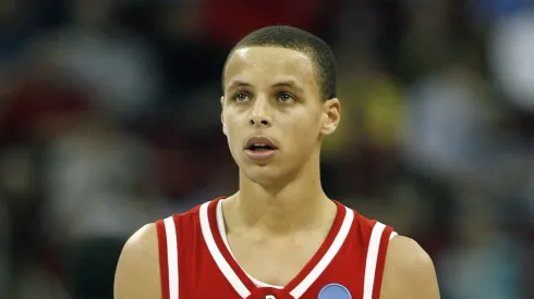 Stephen Curry #30 of the Davidson Wildcats looks on against the Gonzaga Bulldogs