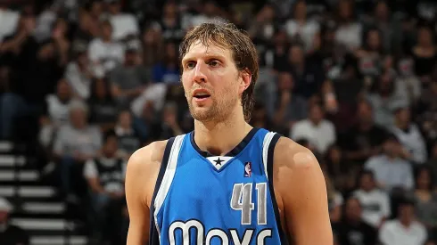 Dirk Nowitzki #41 of the Dallas Mavericks in Game Four of the Western Conference Quarterfinals during the 2010 NBA Playoffs
