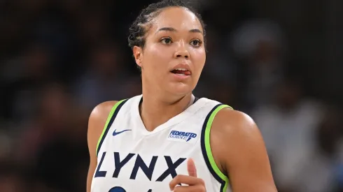 Napheesa Collier #24 of the Minnesota Lynx looks on against the Chicago Sky.