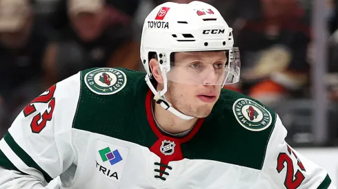 Marco Rossi #23 of the Minnesota Wild against the Anaheim Ducks at Honda Center.