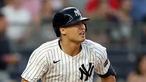 Anthony Volpe hits a three run home run at Yankee Stadium on August 12, 2025.