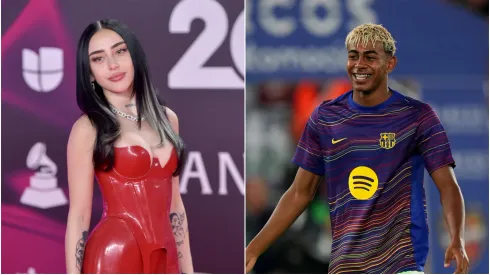 L-R: Singer Nicki Nicole and Barcelona forward Lamine Yamal