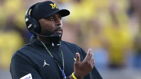 Head coach Sherrone Moore of the Michigan Wolverines.